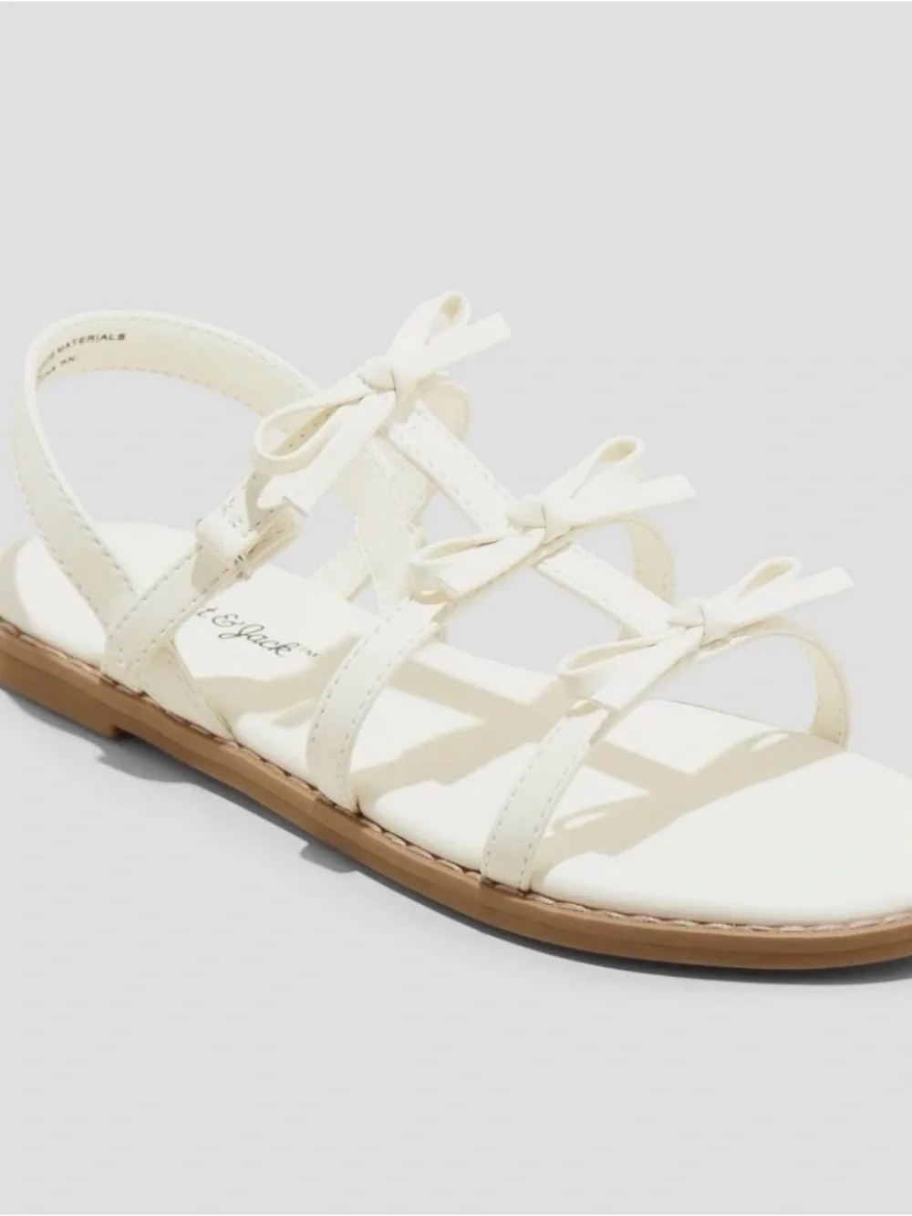 Girls White Cat & Jack Brand  Strappy Bow Flat Sandals